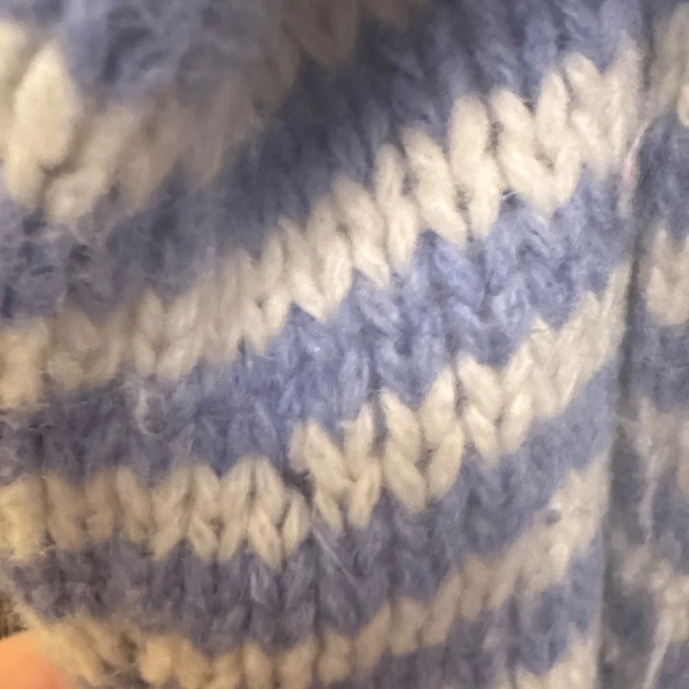 J. Crew Blue and White Striped Cowl Neck Sweater- Angora and wool blend
